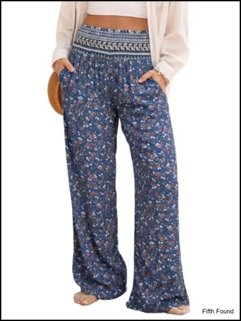 Wide Leg Palazzo Pants with Pocket Smocked Waist Boho